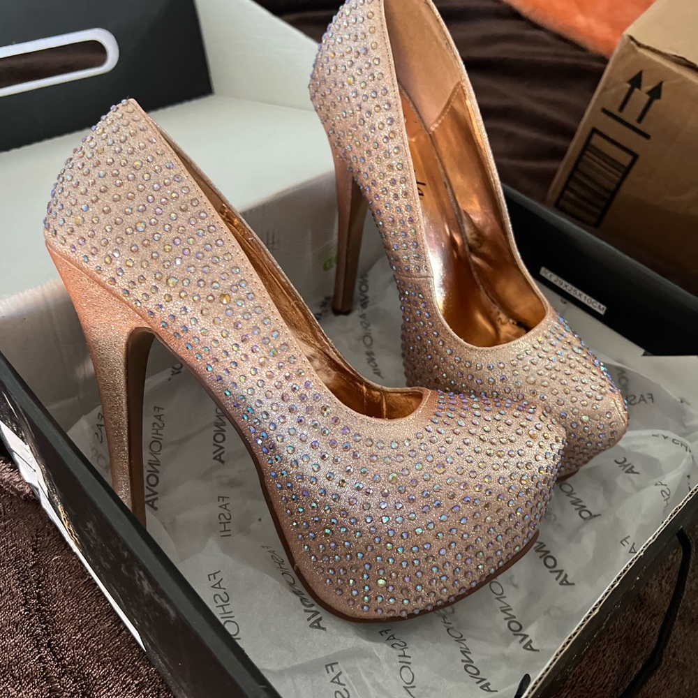 Lightly worn rhinestone platform heels
